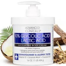 Advanced Clinicals 10% Glycolic Acid + Lactic Acid Body Cream