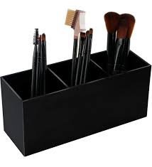 3-in-1 Acrylic Brush Holder (Black)